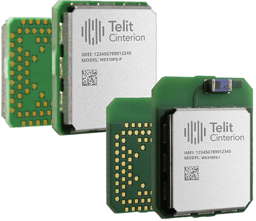 Two Telit Cinterion WE310F5 modules, showing their IMEI numbers.