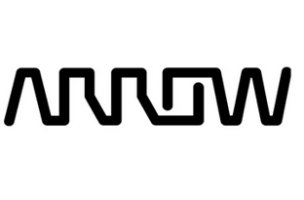 The image shows the word "ARROW" in a stylized font with lines forming the letters in a continuous zigzag pattern.